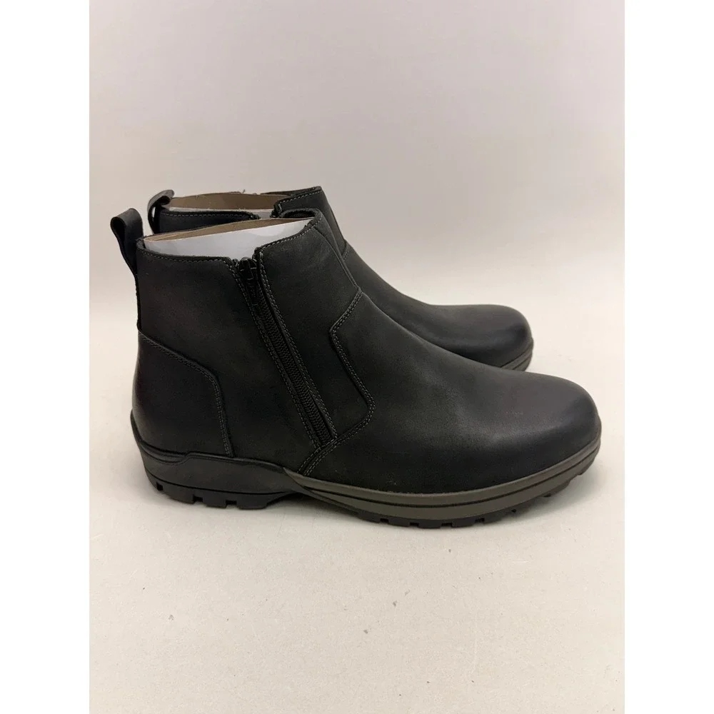 Brock MBA025L Mens Black Leather Ankle Boots Side Zip Extra Wide 5E Size 12
